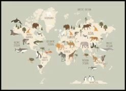 Dyreliv Verdenskort Plakat