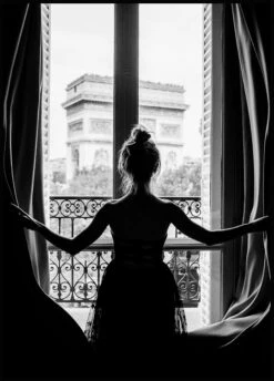 Girl In Paris Window Plakat