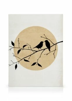 Gyldne Fugle Silhouet Lærred