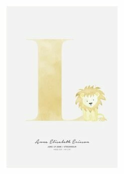 Børnebogstav L Personlig Plakat